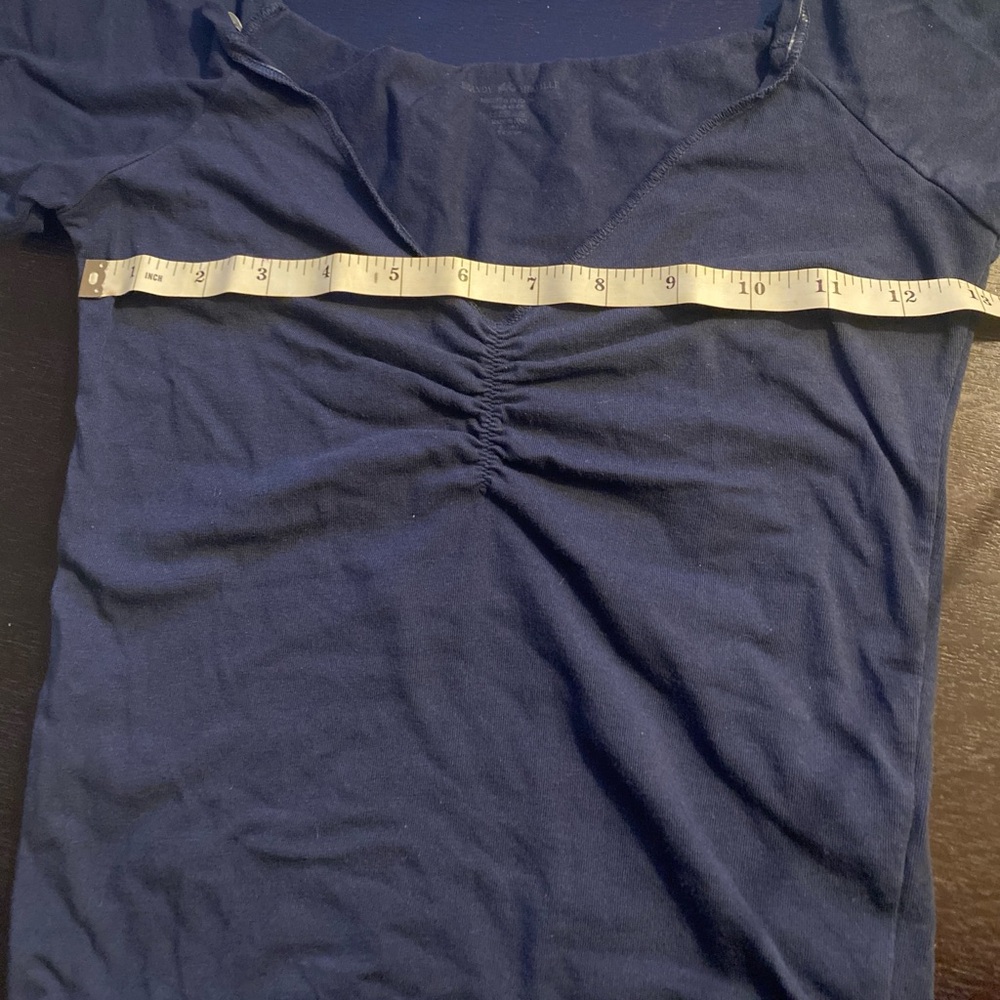 Brandy Melville Dark Blue Gathered Blouse - Picture 4 of 5